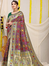 Vasudha Chex Golden Zari Worked Heavy Banarasi Maroon Saree